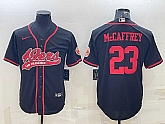 Men's San Francisco 49ers #23 Christian McCaffrey Black Cool Base Stitched Baseball Jersey,baseball caps,new era cap wholesale,wholesale hats